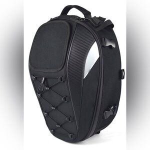 Motorcycle Tail/Seat Bag - Dual Use Waterproof Helmet Bag with Extra Cargo Net